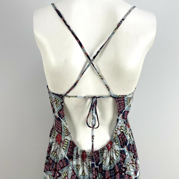 Tysa Womens Size 0 Cross Back Printed Maxi Dress Sleeveless Lightweight - Picture 5 of 10